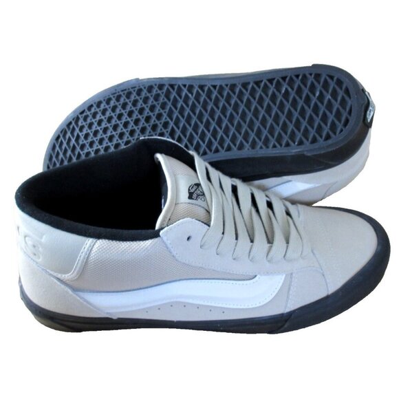 Vans Men's Knu Skool Peyote Beige White Mid Suede Nylon Skate Shoes size 12 NIB - Picture 2 of 5